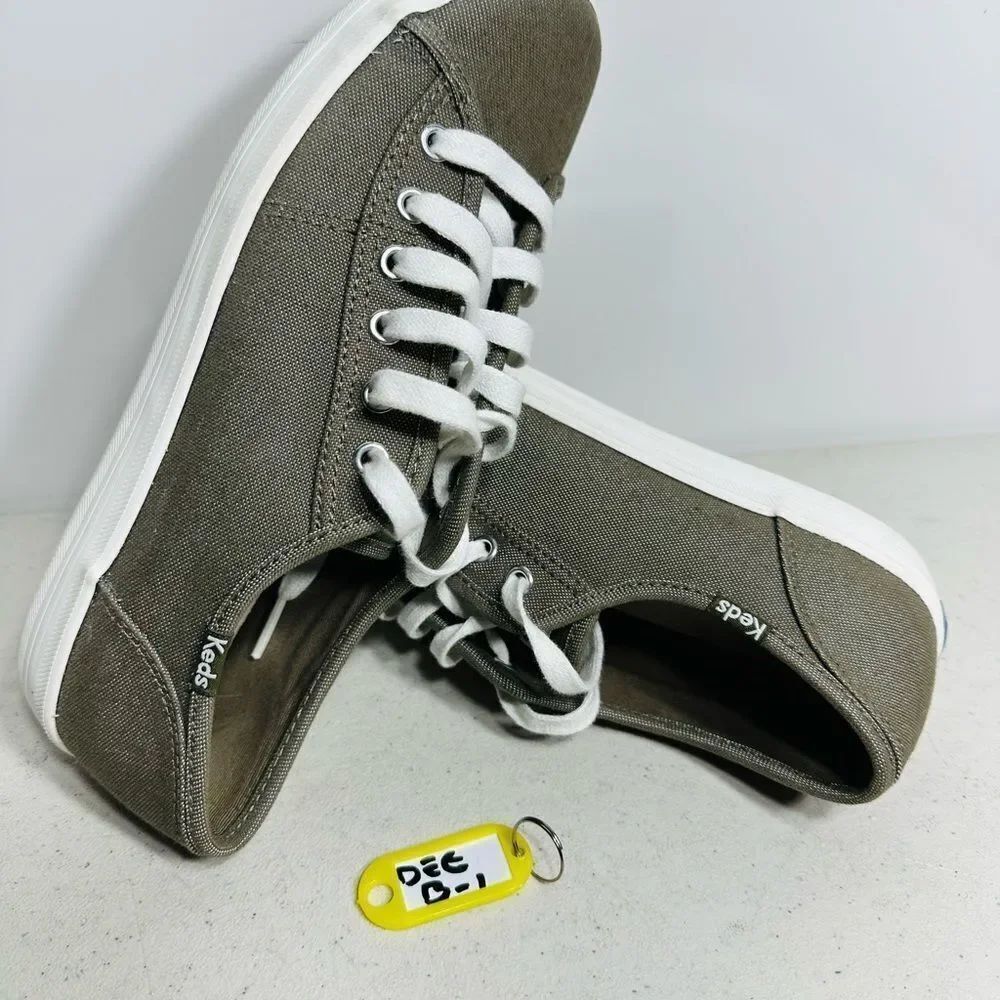 Keds Taupe Canvas Sneakers with White Accents size 7,5